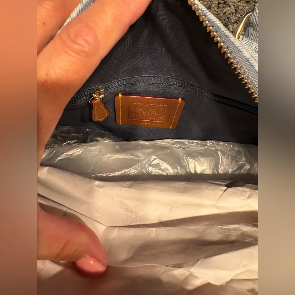 COACH ROWAN LARGE SATCHEL DENIM BAG WITH CHARMS (FREE DENIM WALLET INCLUDED) - Picture 9 of 14